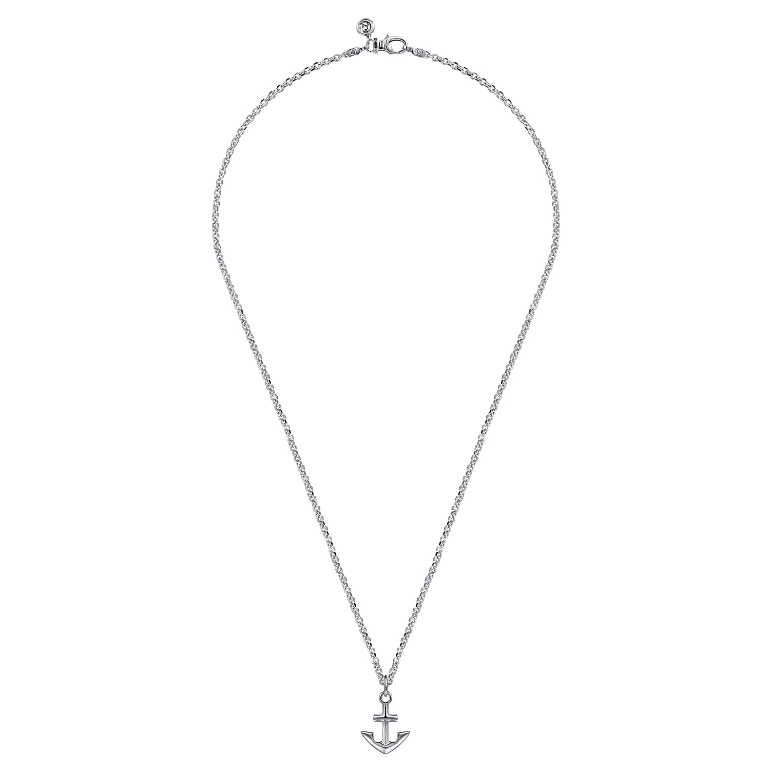 22 Inch 925 Sterling Silver Anchor Pendant Necklace