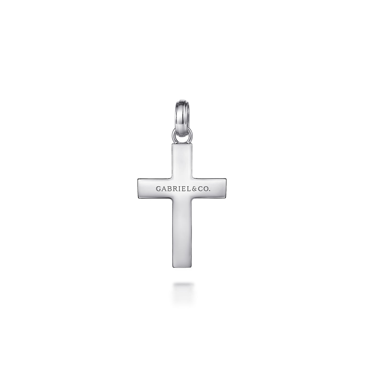 22 Inch 925 Sterling Silver Beveled Trim Cross Pendant Necklace