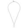 22 Inch 925 Sterling Silver Beveled Trim Cross Pendant Necklace