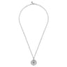 22 Inch 925 Sterling Silver Black Spinel Compass Pendant Necklace