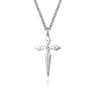 22 Inch 925 Sterling Silver Black Spinel Dagger Pendant Necklace