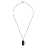 22 Inch 925 Sterling Silver Black Spinel Dog Tag Pendant Necklace