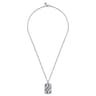 22 Inch 925 Sterling Silver Black Spinel Dog Tag Pendant Necklace
