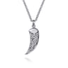 22 Inch 925 Sterling Silver Black Spinel Horn Pendant Necklace