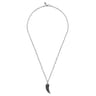 22 Inch 925 Sterling Silver Black Spinel Horn Pendant Necklace