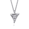 22 Inch 925 Sterling Silver Black Spinel Shark Tooth Pendant Necklace