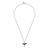 22 Inch 925 Sterling Silver Black Spinel Shark Tooth Pendant Necklace