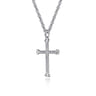 22 Inch 925 Sterling Silver Black Spinel Twisted Rope Cross Pendant Necklace