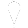 22 Inch 925 Sterling Silver Black Spinel Twisted Rope Cross Pendant Necklace