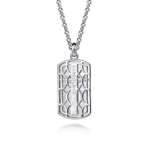 22 Inch 925 Sterling Silver Cross Dog Tag Pendant Necklace