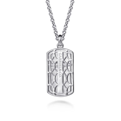 22 Inch 925 Sterling Silver Cross Dog Tag Pendant Necklace