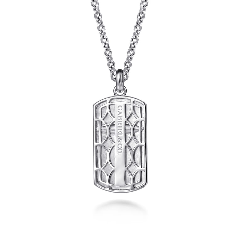 22 Inch 925 Sterling Silver Cross Dog Tag Pendant Necklace - Shot 2