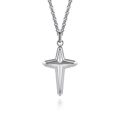 22 Inch 925 Sterling Silver Cross Pendant Necklace