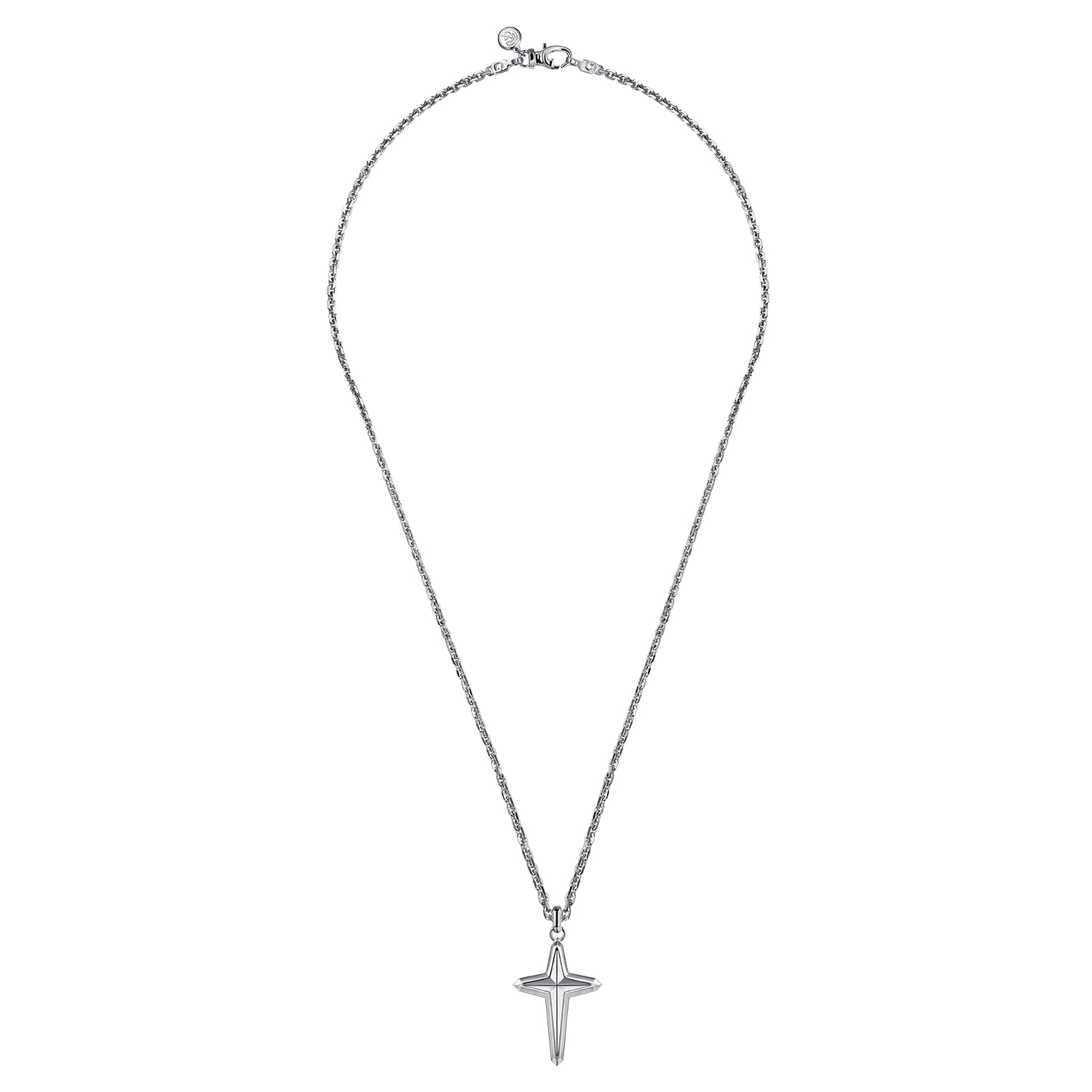 22 Inch 925 Sterling Silver Cross Pendant Necklace