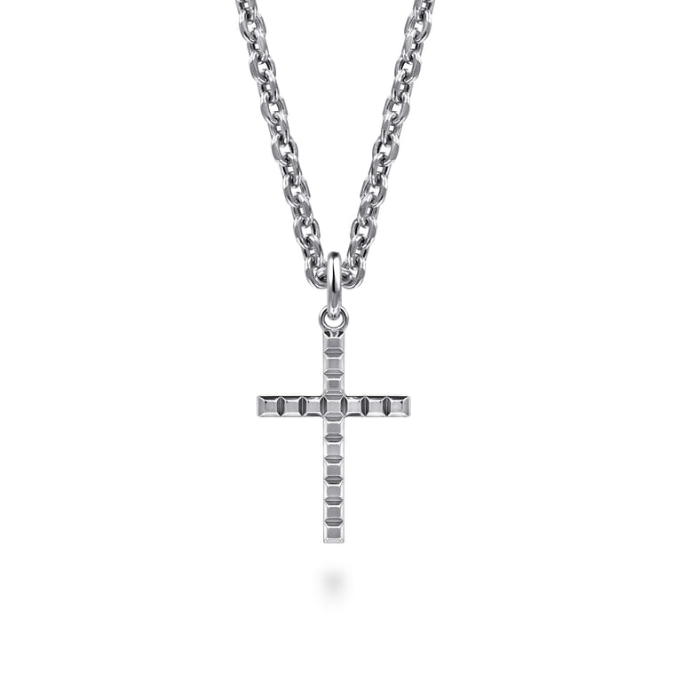 22 Inch 925 Sterling Silver Cross Pendant Necklace - Shot 1