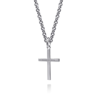 22 Inch 925 Sterling Silver Cross Pendant Necklace