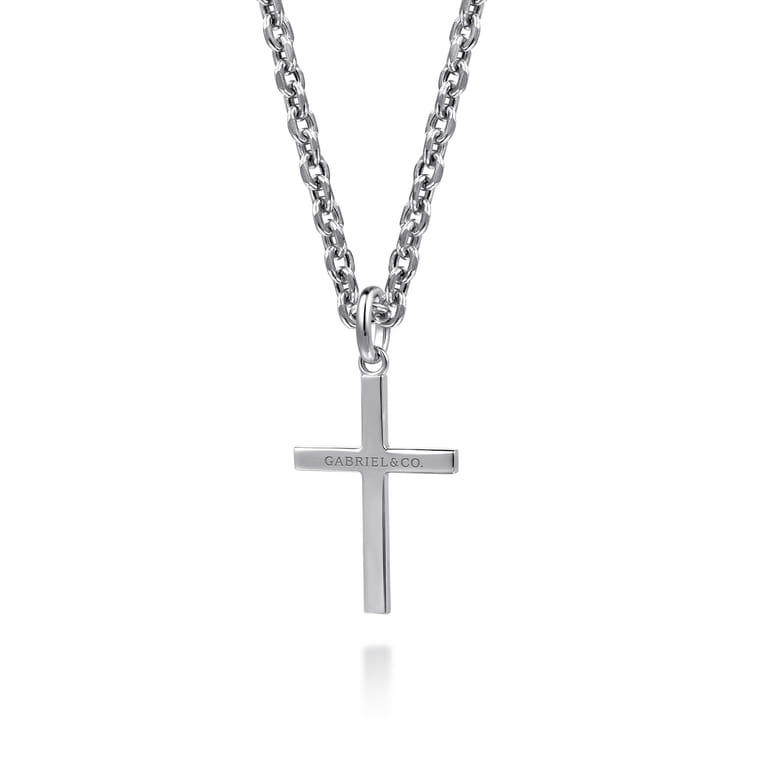 22 Inch 925 Sterling Silver Cross Pendant Necklace - Shot 2