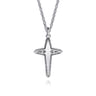 22 Inch 925 Sterling Silver Diamond Cross Pendant Necklace - 0.2 ct