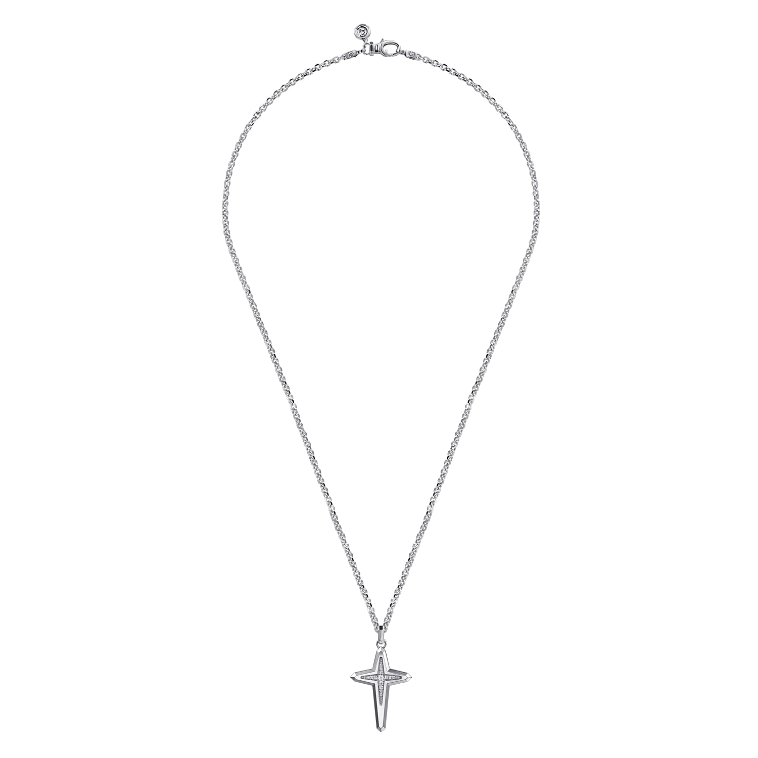 22 Inch 925 Sterling Silver Diamond Cross Pendant Necklace - 0.2 ct - Shot 3