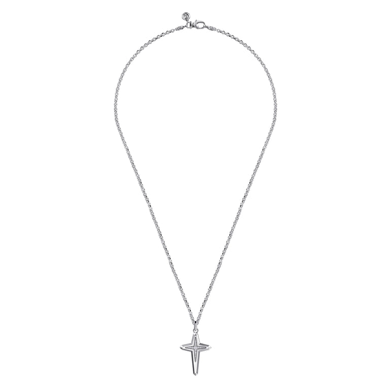 22 Inch 925 Sterling Silver Diamond Cross Pendant Necklace - 0.2 ct - Shot 3