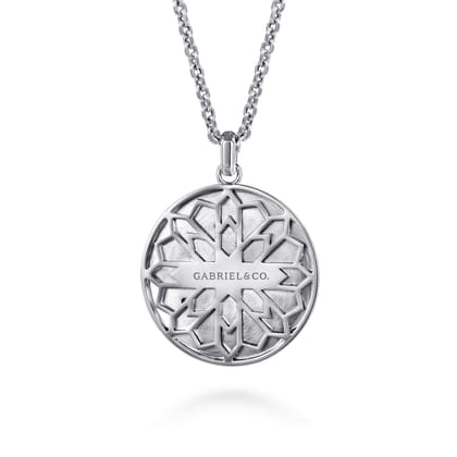 22 Inch 925 Sterling Silver Diamond Eagle Medallion Pendant Necklace