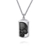 22 Inch 925 Sterling Silver Dog Tag Pendant Necklace with Skull