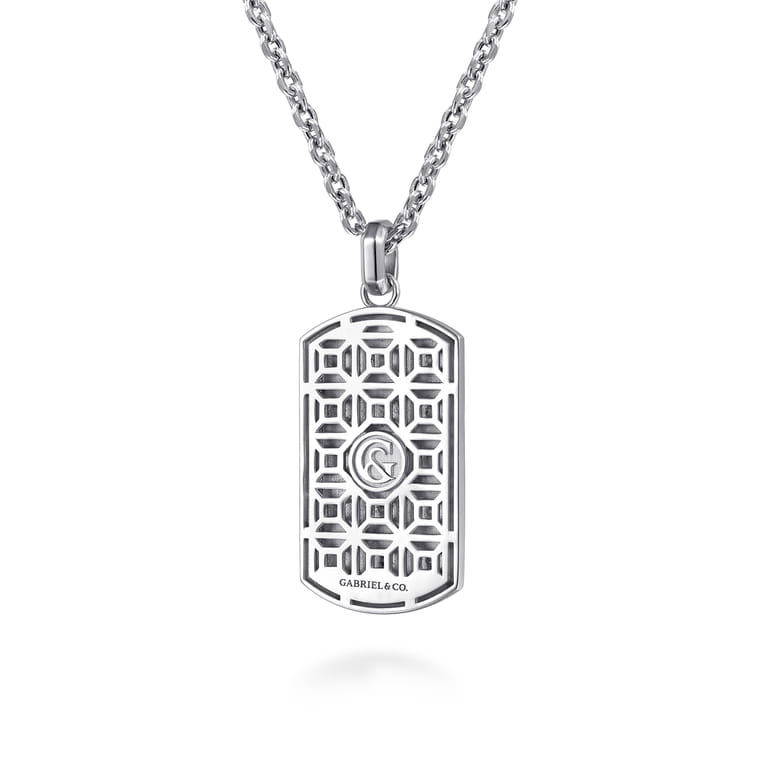22 Inch 925 Sterling Silver Dog Tag Pendant Necklace with Skull - Shot 2