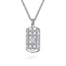22 Inch 925 Sterling Silver Dog Tag Pendant Necklace with Skull