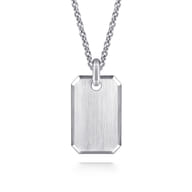 22 Inch 925 Sterling Silver Dog Tag Pendant Necklace