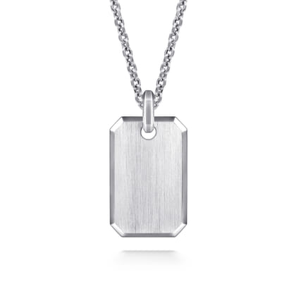 22 Inch 925 Sterling Silver Dog Tag Pendant Necklace