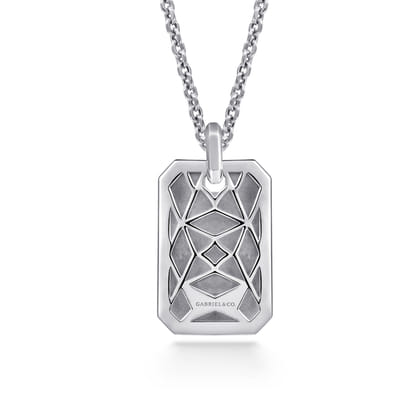 22 Inch 925 Sterling Silver Dog Tag Pendant Necklace