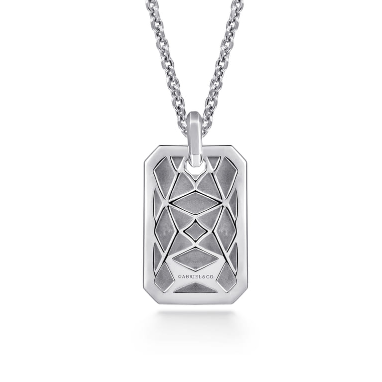 22 Inch 925 Sterling Silver Dog Tag Pendant Necklace - Shot 2