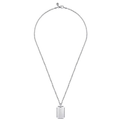 22 Inch 925 Sterling Silver Dog Tag Pendant Necklace