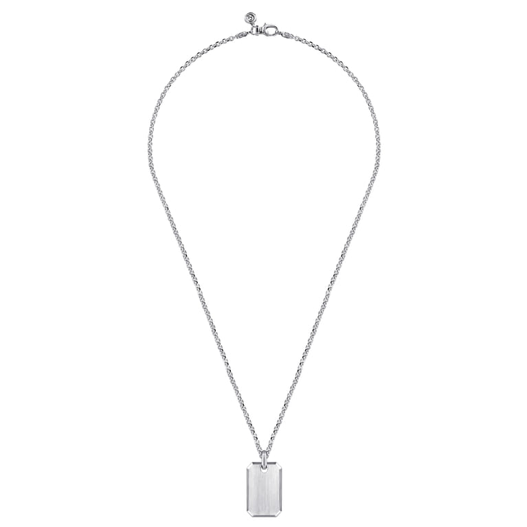 22 Inch 925 Sterling Silver Dog Tag Pendant Necklace - Shot 3