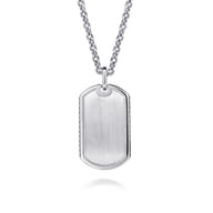 22 Inch 925 Sterling Silver Dog Tag Pendant Necklace