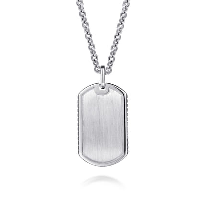 22 Inch 925 Sterling Silver Dog Tag Pendant Necklace