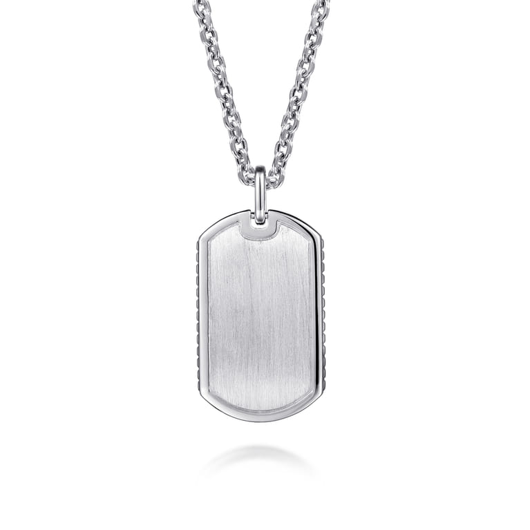 22 Inch 925 Sterling Silver Dog Tag Pendant Necklace - Shot 1