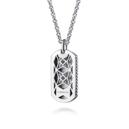 22 Inch 925 Sterling Silver Dog Tag Pendant Necklace