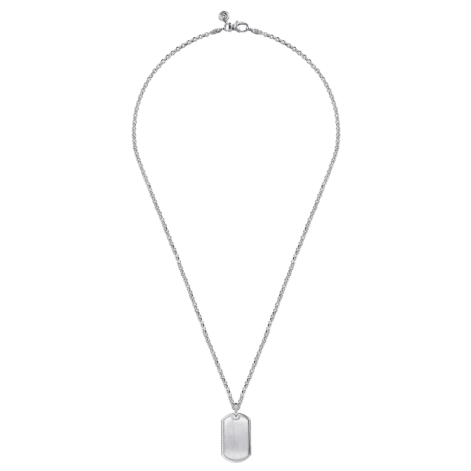 22 Inch 925 Sterling Silver Dog Tag Pendant Necklace - Shot 3