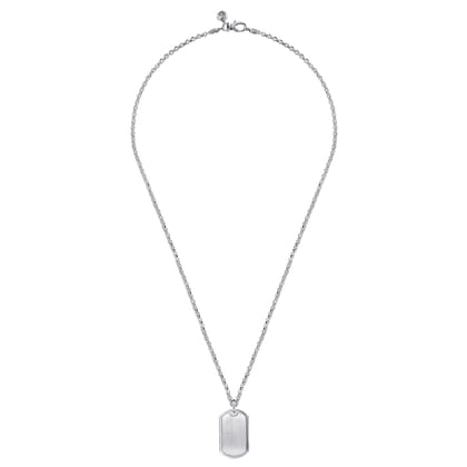 22 Inch 925 Sterling Silver Dog Tag Pendant Necklace