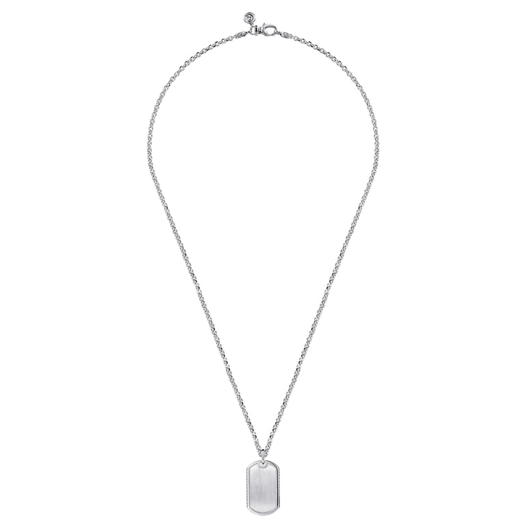 22 Inch 925 Sterling Silver Dog Tag Pendant Necklace - Shot 3