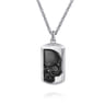 22 Inch 925 Sterling Silver Dog tag Pendant Necklace With Skull