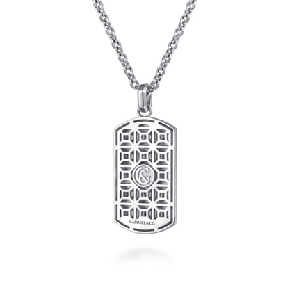 22 Inch 925 Sterling Silver Dog tag Pendant Necklace With Skull