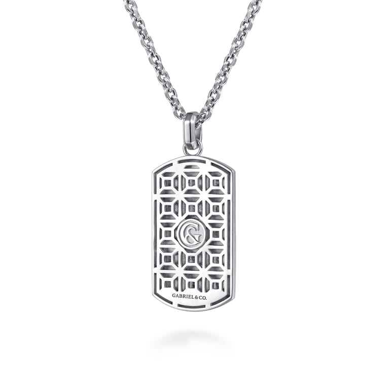 22 Inch 925 Sterling Silver Dog tag Pendant Necklace With Skull - Shot 2