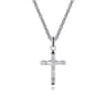 22 Inch 925 Sterling Silver Faceted Cross Pendant Necklace