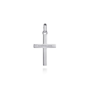 22 Inch 925 Sterling Silver Faceted Cross Pendant Necklace