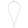 22 Inch 925 Sterling Silver Faceted Cross Pendant Necklace