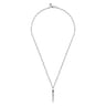 22 Inch 925 Sterling Silver Garnet Dagger Pendant Necklace With Black Enamel