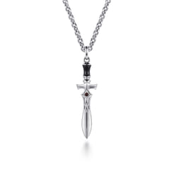 22-Inch-925-Sterling-Silver-Garnet-Dagger-Pendant-Necklace-with-Black-Enamel1