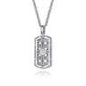 22 Inch 925 Sterling Silver Garnet Dog Tag Pendant Necklace With Dagger